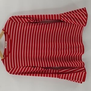 Regenbogen striped Top with bell sleeves red white size small stretch blouse
